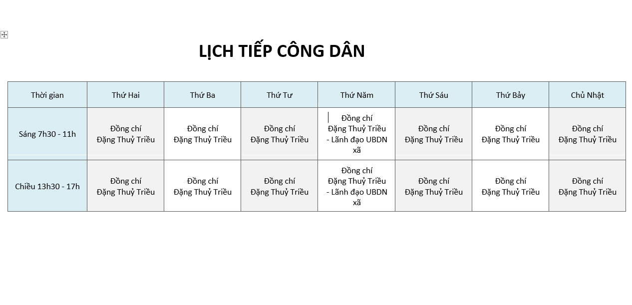 Lịch tiếp công dân